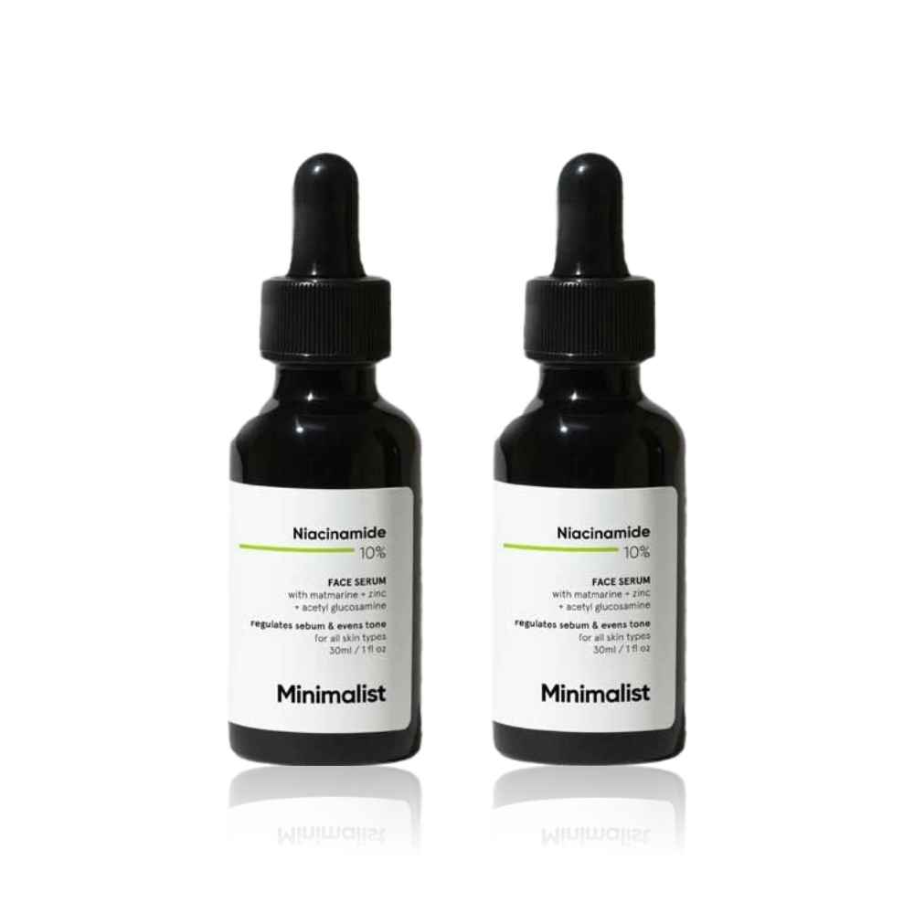 Buy Minimalist 10% Niacinamide face Serum with Matmarine + Zinc + Acetyl Glucosamine Regulates Sebum & Evens Tone for all skin Types 30 ml X 2 (Pack of 2) - Purplle