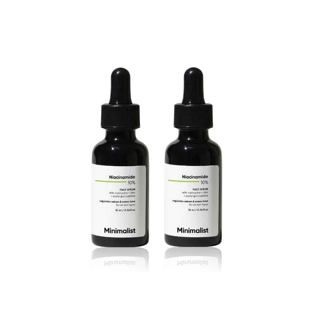 Buy Minimalist Niacinamide 10% with Matmarine + Zinc + Acetyl Glucosamine Regulates Sebum & Evens Tone 10 ml X 2 (Pack of 2) - Purplle