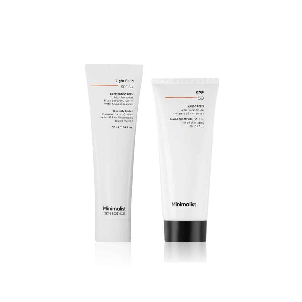Buy Minimalist Sunscreen Trial Pack (Regular SPF 50 + Fluid SPF 50 30 gms each) Combo of 2 - Purplle