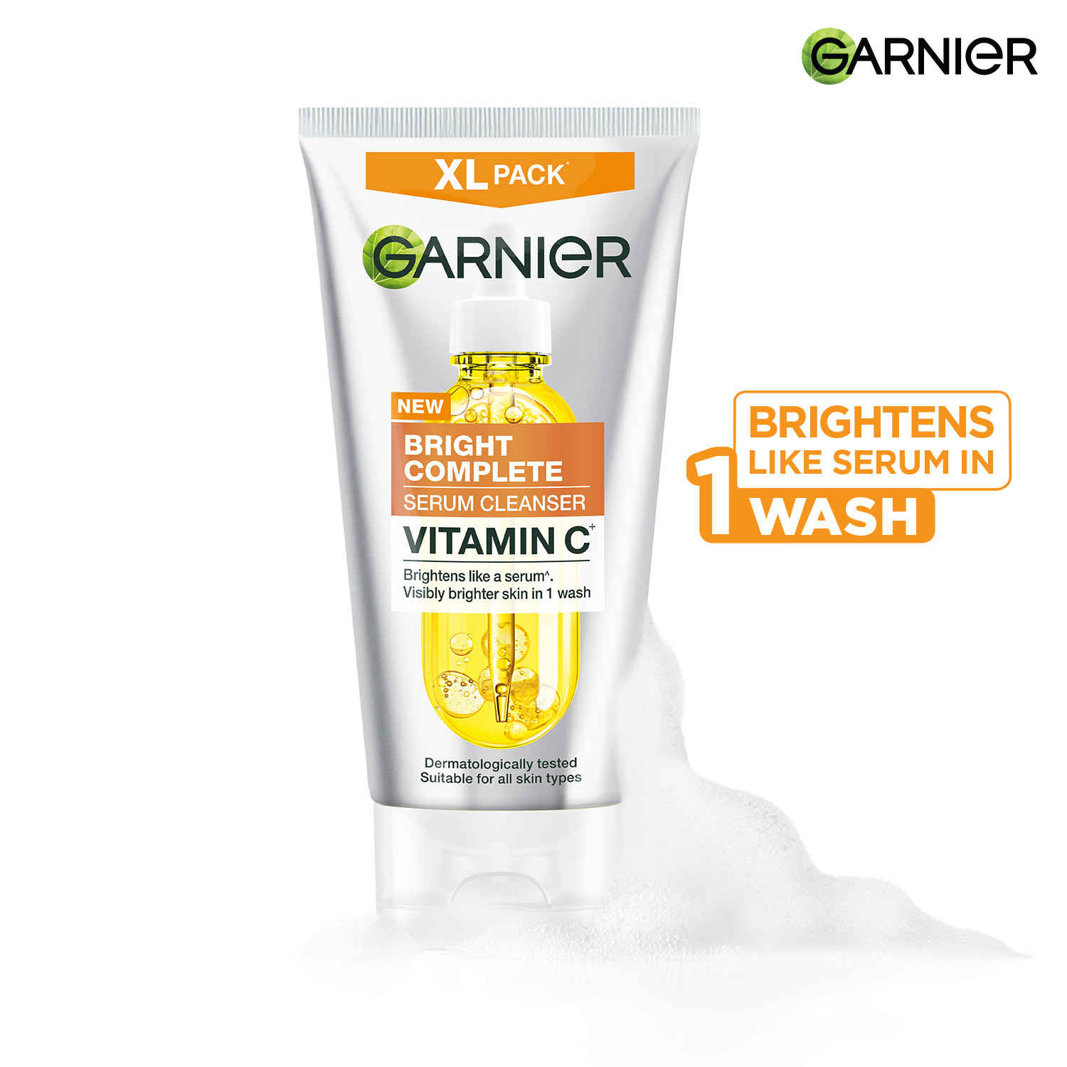 Buy Garnier Vitamin C + Serum Face Wash | Visibly Brighter Skin in Just 1 Wash | Gentle cleanser for Skin Brightening & Tan Removal | For dry , oily , sensitive skin | Facewash for Women & Men | 150 gm - Purplle