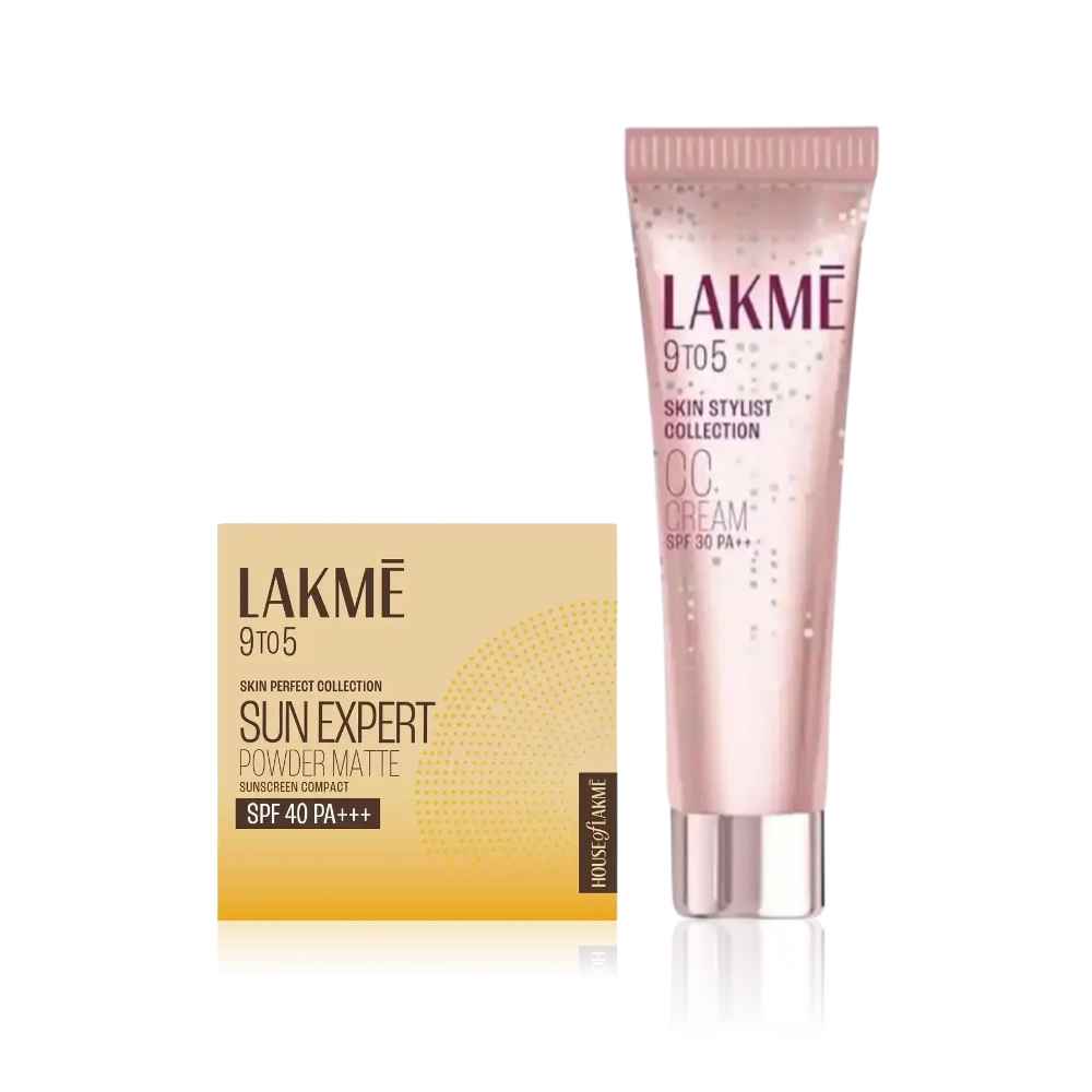 Buy Lakme Sun Smart Duo (Sun Expert Ultra Matte Compact SPF 40 – 7 gm + CC Cream Beige – 20 gm) Combo of 2 - Purplle