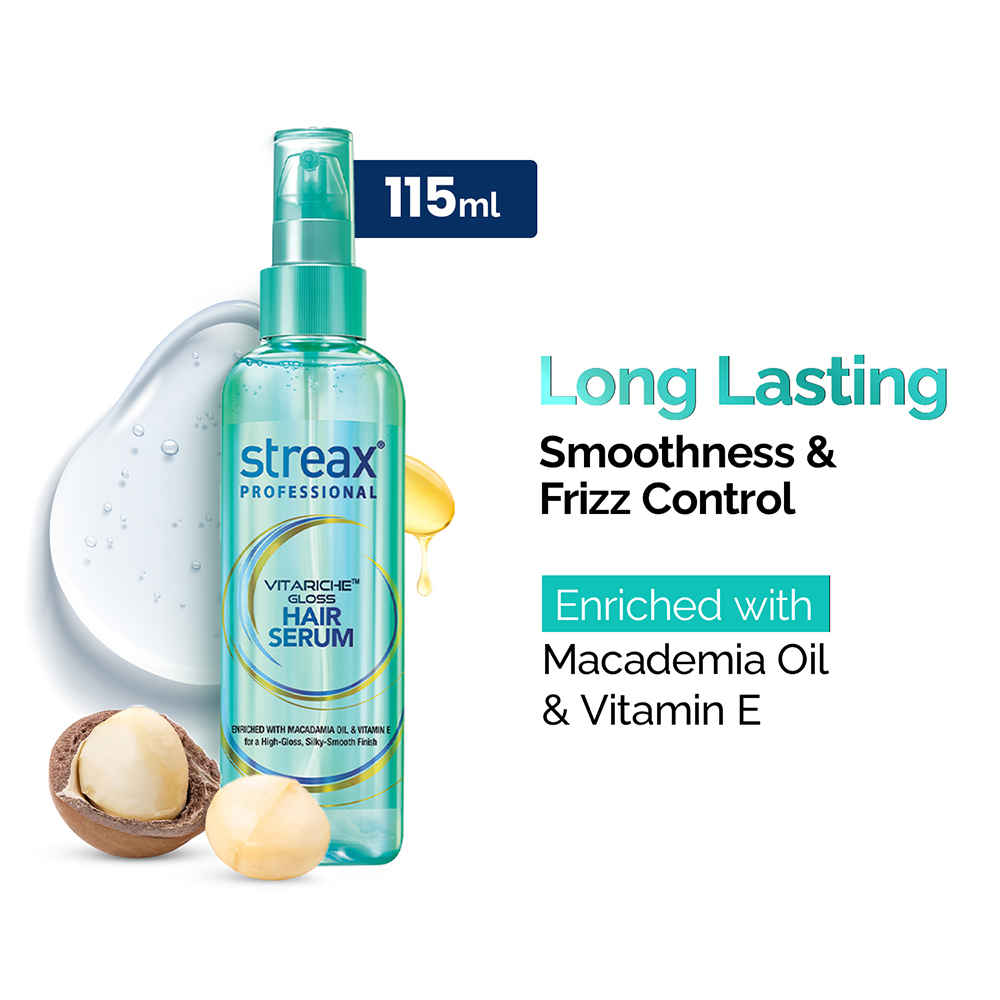 Buy Streax Professional Vitariche Gloss Hair Serum For Women| With Vitamin E & Macadamia Oil | For All Hair Types| 115 ml - Purplle