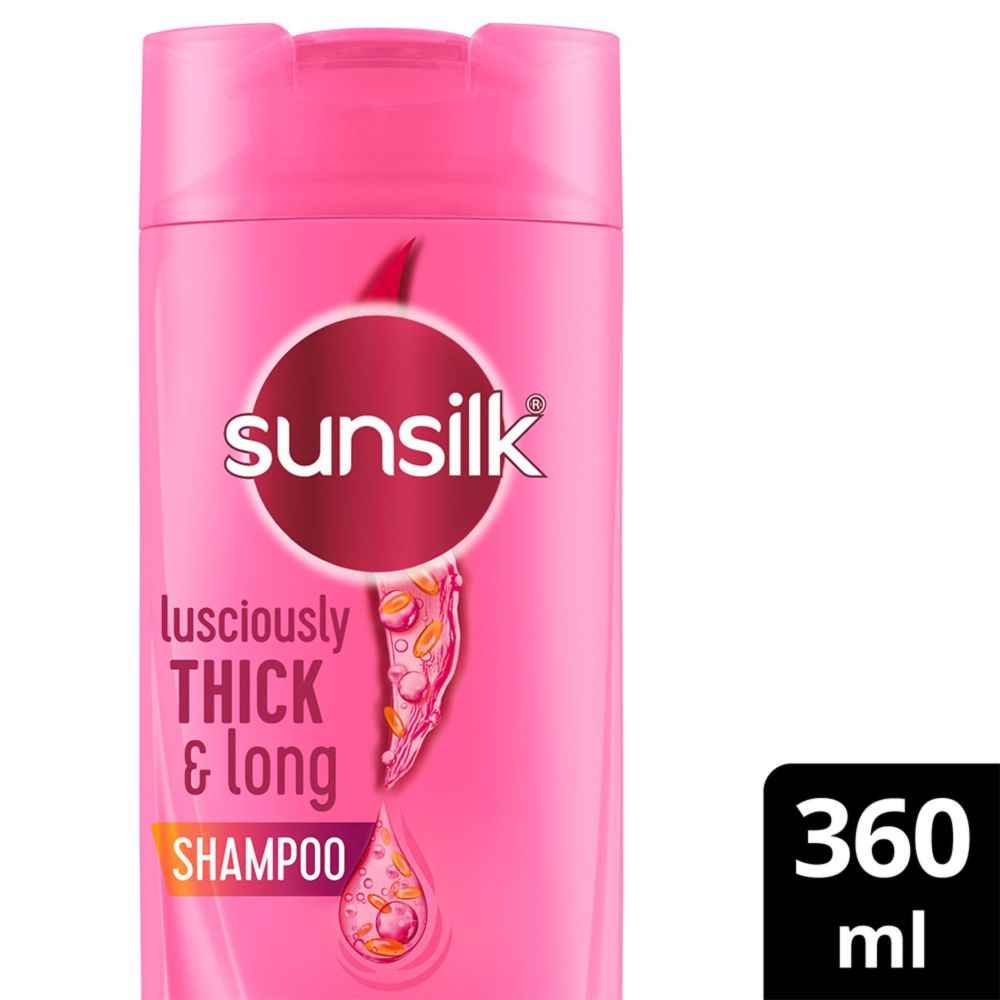 Buy Sunsilk Lusciously Thick & Long Shampoo With Keratin, Yoghurt Protein & Macadamia Oil For 2X thicker & Fuller Hair, 360 ml - Purplle