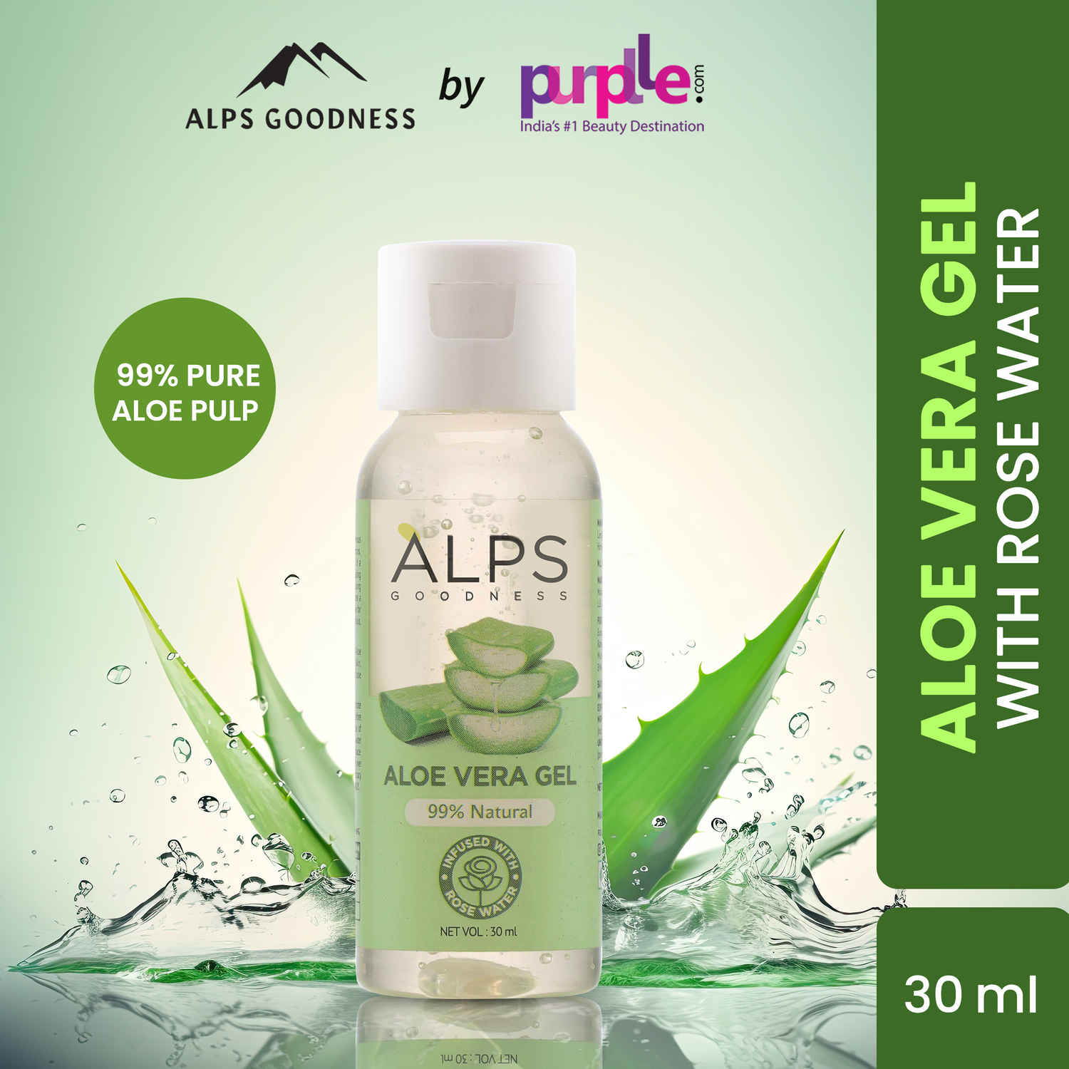 Buy Alps Goodness Aloe Vera Gel infused with Rose Water 30 ml I Natural Moisturizer I For Soft Skin I Soothing & Refreshing I For All Skin & Hair Types I Leave-In Conditioner - Purplle