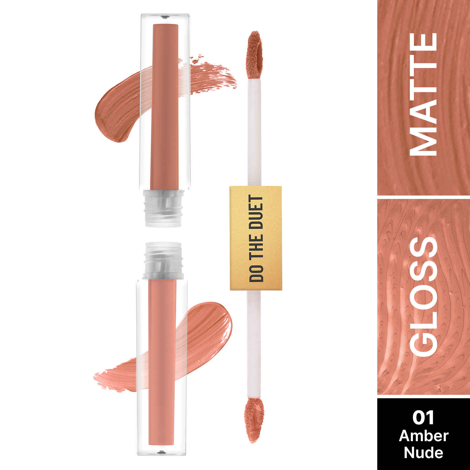 Buy Swiss Beauty Select Do The Duet Lipstick | Matte Liquid Lipstick + Tinted Gloss | Infused with Vitamin E and Jojoba Oil | 1 Amber Nude 3 ml - Purplle
