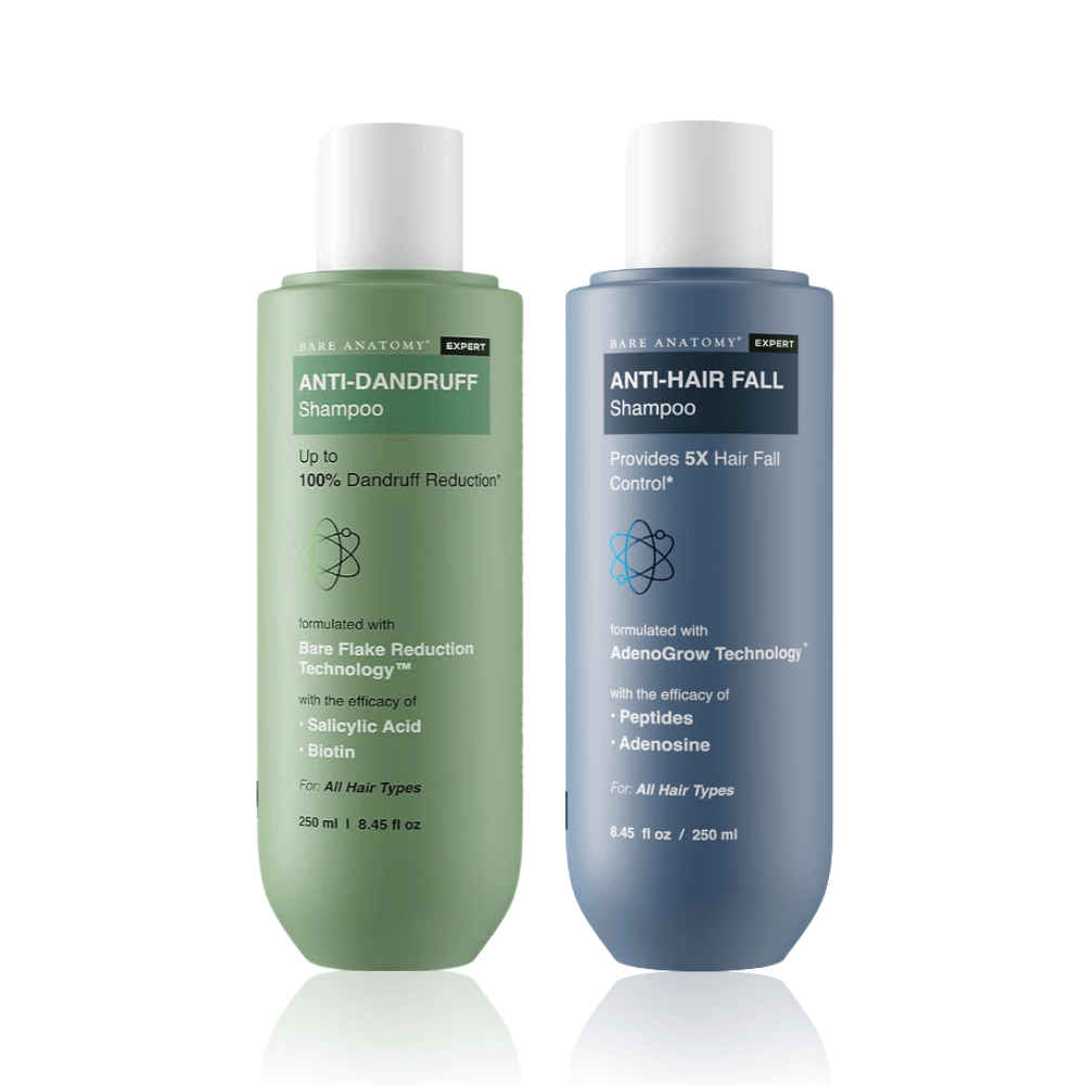 Buy Bare Anatomy Dual Action Shampoo Combo (Anti-Dandruff shampoo 250 ml + Anti Hair-Fall Shampoo 250 ml) - Purplle