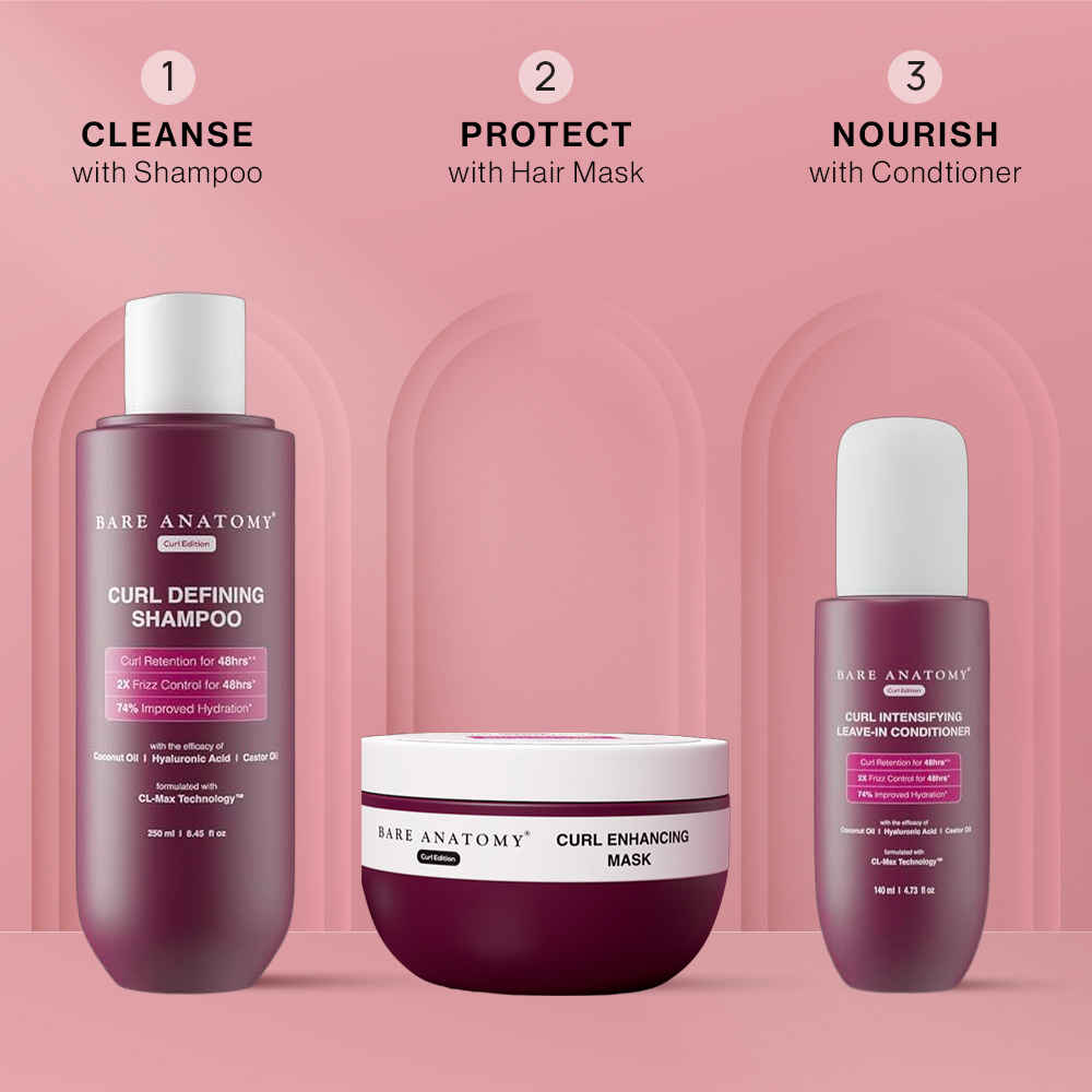 Buy Bare Anatomy Curl Care Kit (Shampoo 250 ml + Hair Mask 250 gm + Leave in Conditioner 140 ml) - Purplle