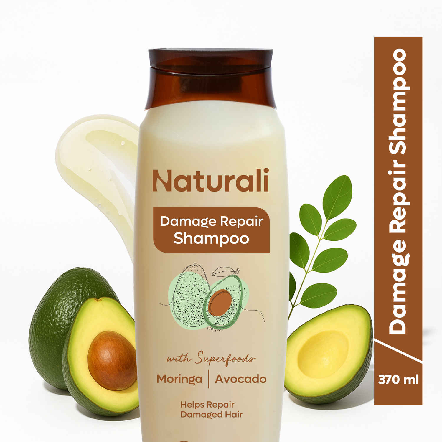 Buy Naturali Damage Repair Shampoo with Moringa Oil & Avocado | Repairs Hair Damage | Paraben and Sulphate Free Shampoo | Best Shampoo for Dry & Frizzy Hair | 370ml - Purplle