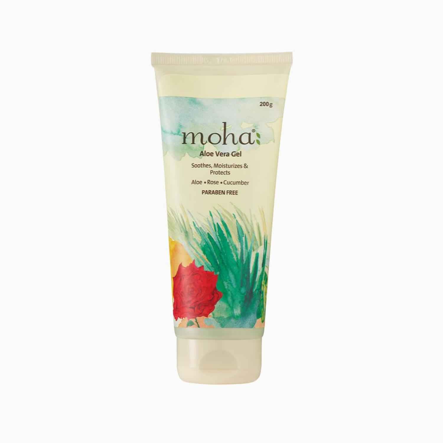 Buy Moha Rose & Cucumber Aloe Vera Gel To Prevent Pigmentation & Fine Lines For Glowing Skin 200 gm - Purplle