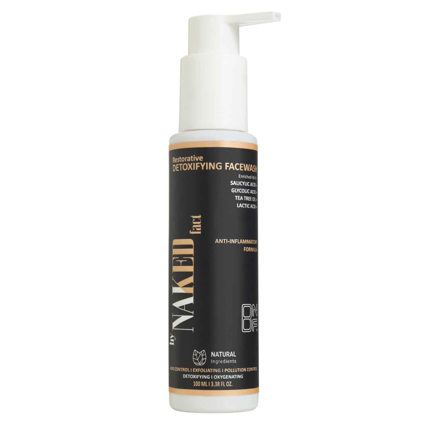 Buy By Naked Fact Detoxifying Anti Acne Face Wash | For Pore Cleansing, Oil Control & Sebum Regulation | Treats Active Acne & Fades Acne Marks | Glycolic Acid & Niacinamide | Suitable For Oily, Combination And Acne-Prone Skin | Men & Women | 100 ml - Purplle