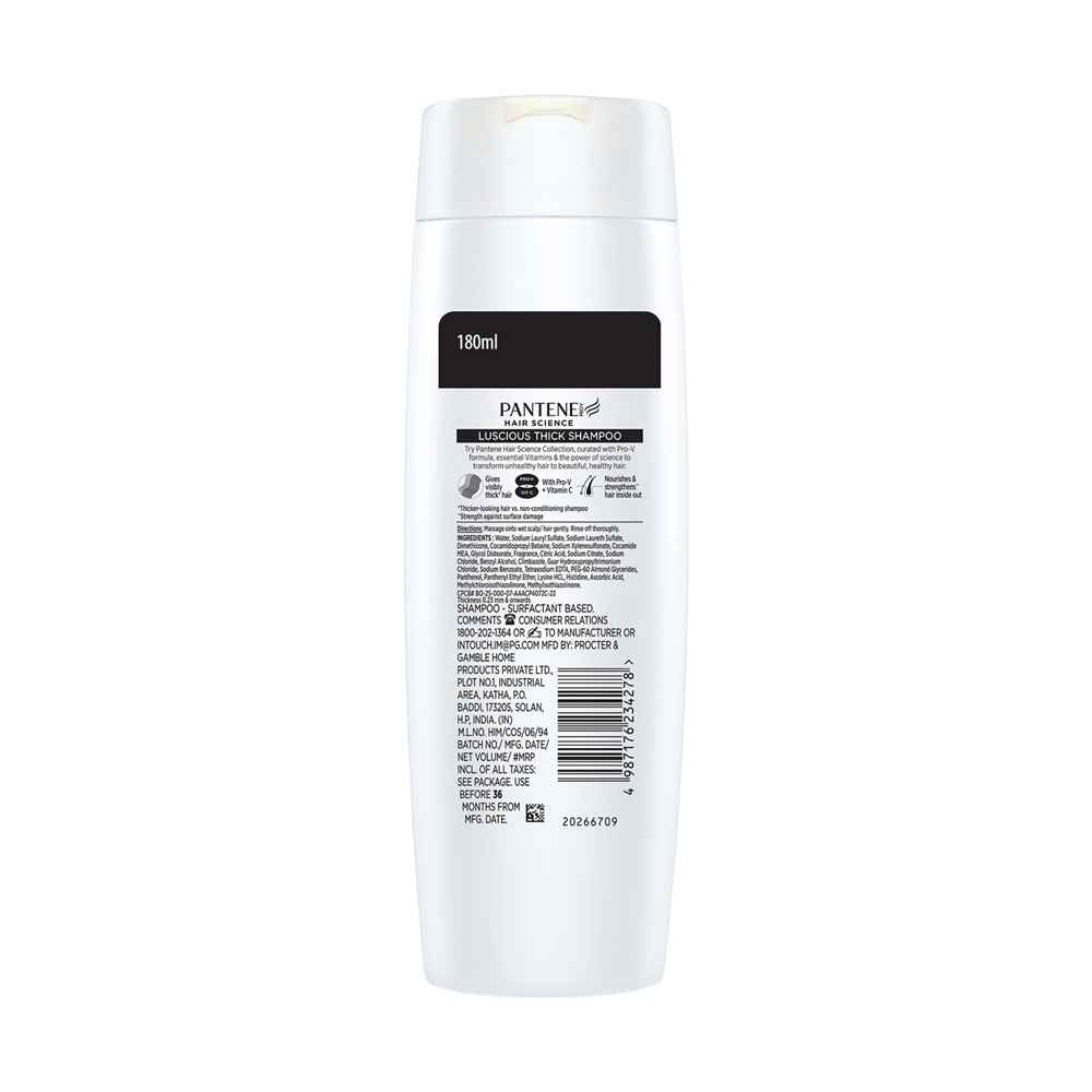 Buy Pantene Hair Science Luscious Thick Shampoo, 180 ml - Purplle