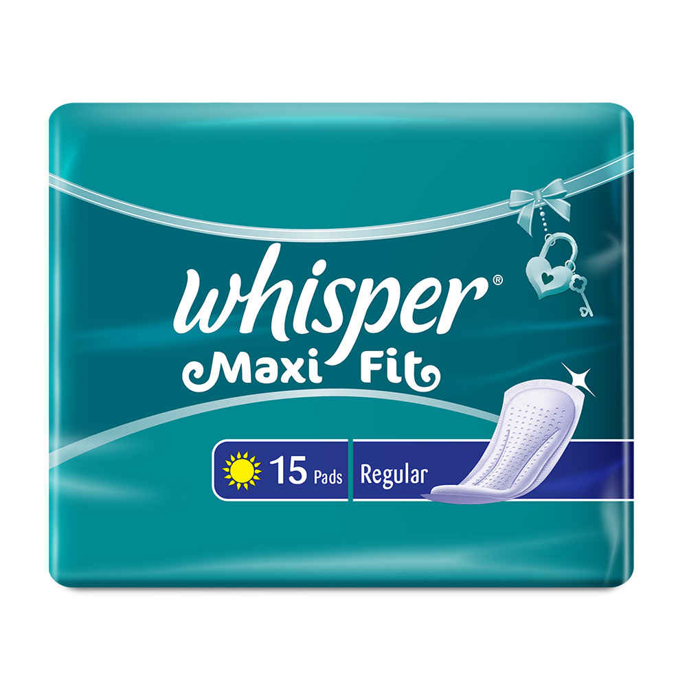 Buy Whisper Maxi Fit Regular Sanitary Pads for Women, 15 pads - Purplle