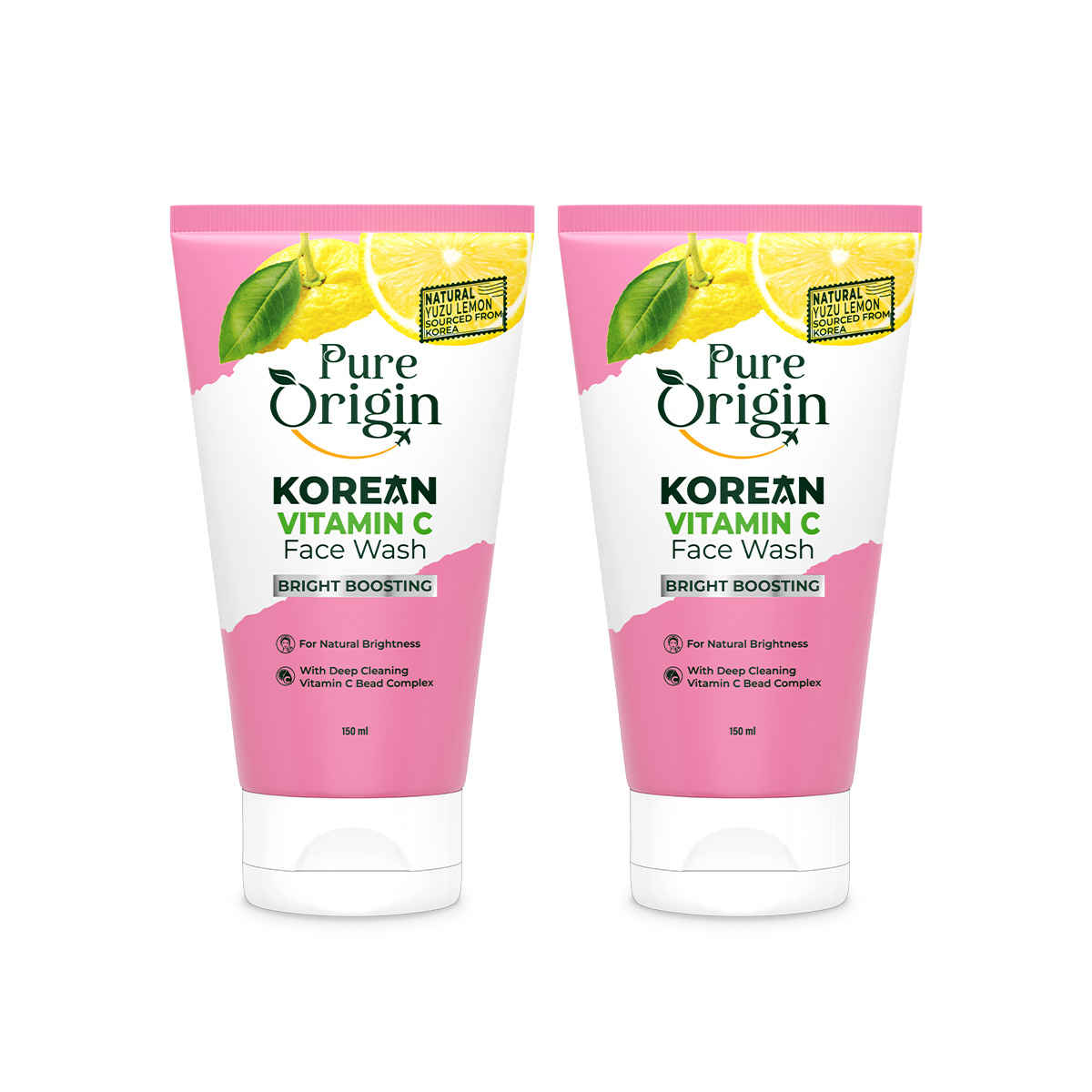 Buy Pure Origin Korean Vitamin C Gel Face Wash (Pack Of 2)| With Microbeads for Deep Cleansing | Removes Oil & Dirt | For Bright & Spotless Glow| Suitable for All Skin Types | 150 ml each - Purplle