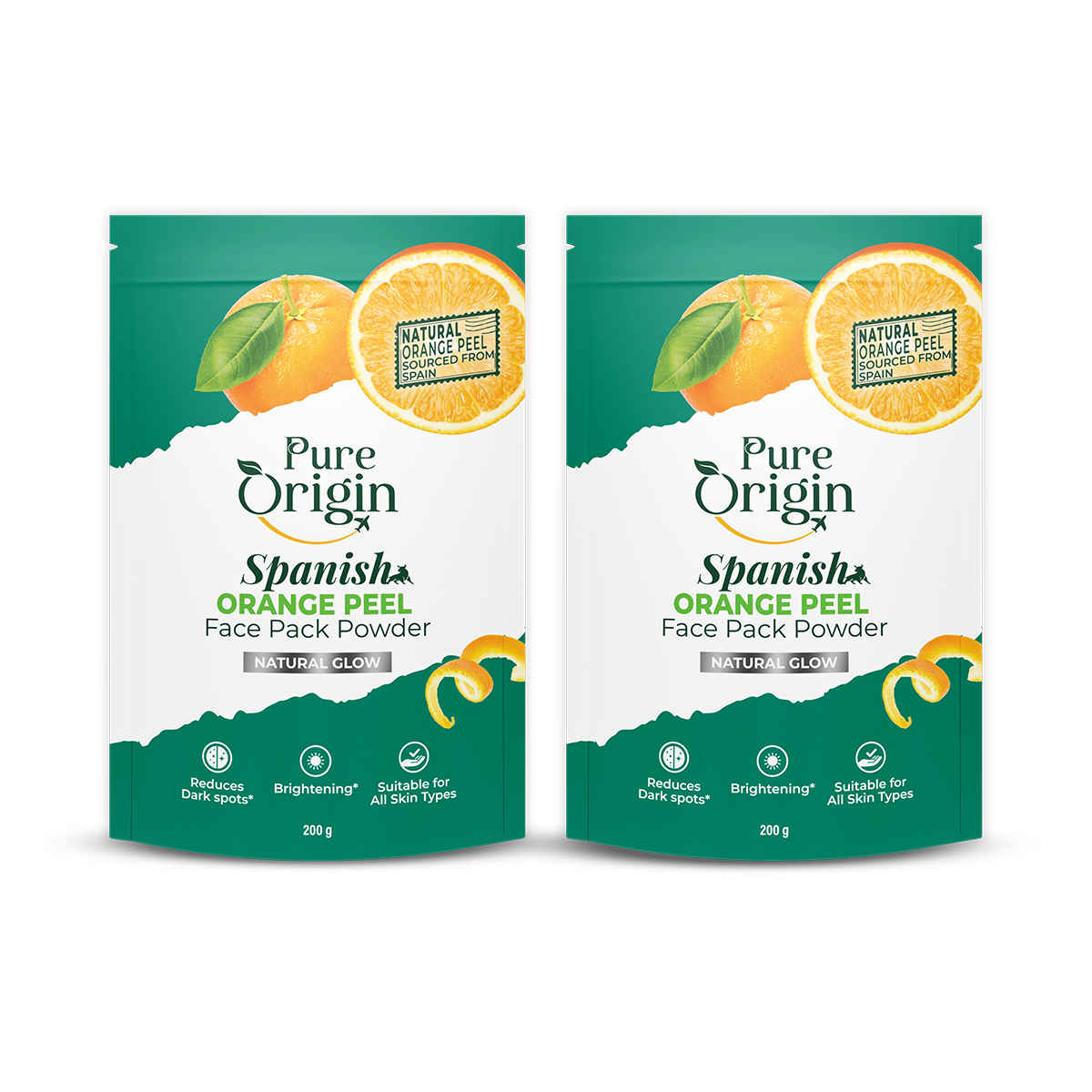 Buy Pure Origin Spanish Orange Peel Face Pack Powder | Brightens Skin | Fades Dark Spots | Boosts Natural Glow | Reduces Dullness | (Pack of 2) 400 gm - Purplle