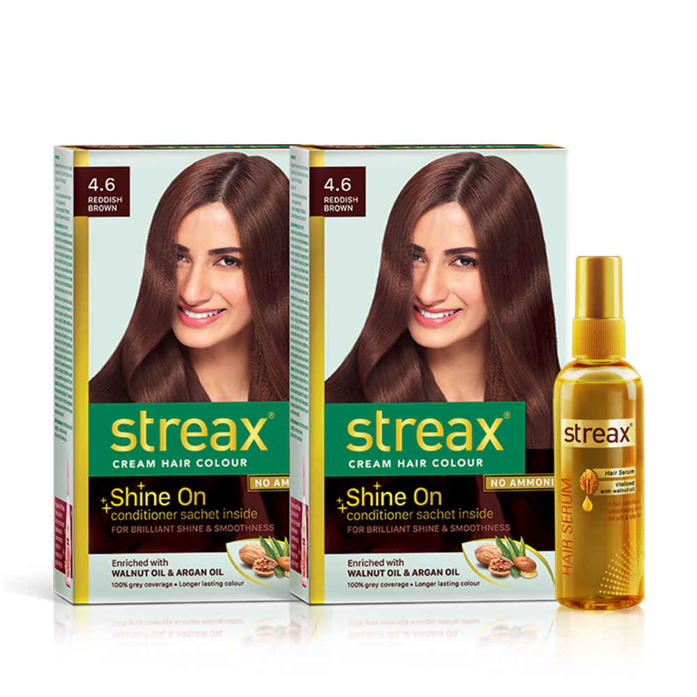 Buy Streax Hair Colour Reddish Brown + Streax Walnut serum 45 ML - Purplle