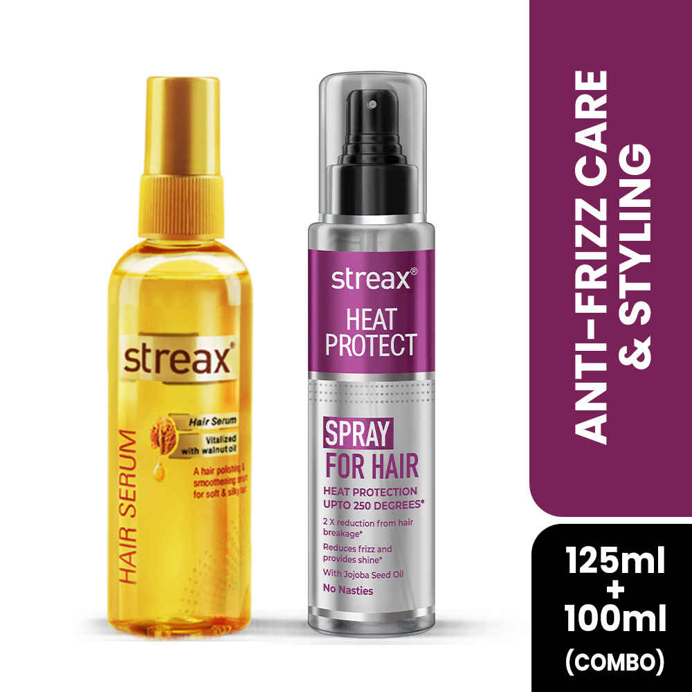 Buy Streax Heat Protect + Walnut Hair Serum Combo - Purplle