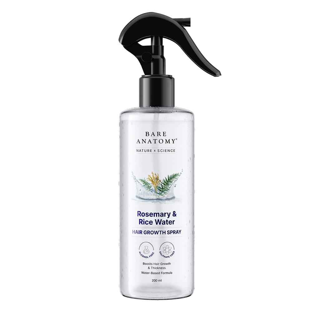 Buy Bare Anatomy Nature x Science Rosemary Water Spray for Hair Growth & Hair Thickness with Rice Water |100% Natural Extract | Soft & Smooth Hair| Controls Hairfall| Non-Greasy & Fast Absorbing | 200 ml - Purplle