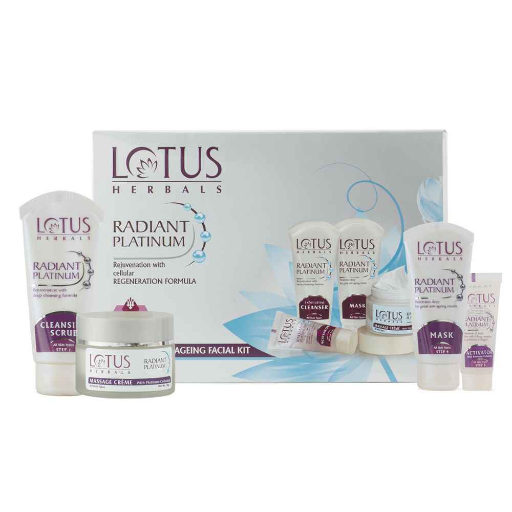 Buy Lotus Herbals Radiant Platinum Cellular Anti-Ageing Facial Kit 4 in 1 Pack | 170g - Purplle