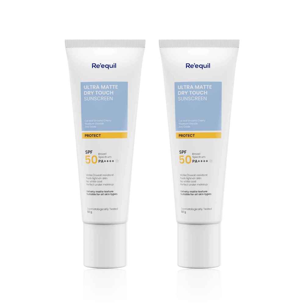 Buy Re'equil Ultra Matte Dry Touch Sunscreen Gel SPF 50 PA++++ – Super Saver Pack of 2 - Purplle