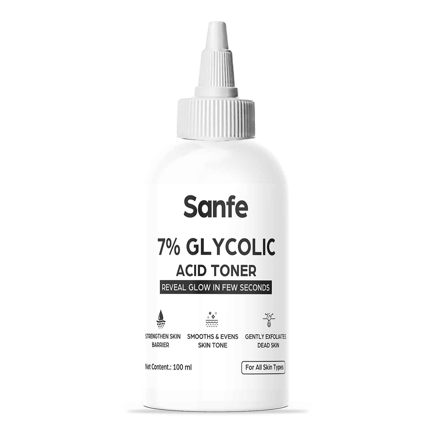 Buy Sanfe 7% Glycolic Acid Toner | Gently Exfoliates, Even Tone, Smooths Skin, Radiant Skin, 100 ml - Purplle