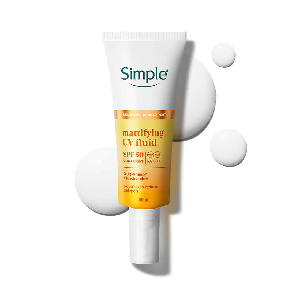 Buy Simple Mattifying UV Fluid SPF 50 PA++++ with Niacinamide| Sunscreen for oily & sensitive skin, 40 ml - Purplle