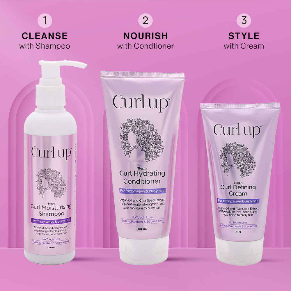 Buy Curl Up Curl care bundle with Shampoo , Conditioner & Cream Combo of 3 - Purplle
