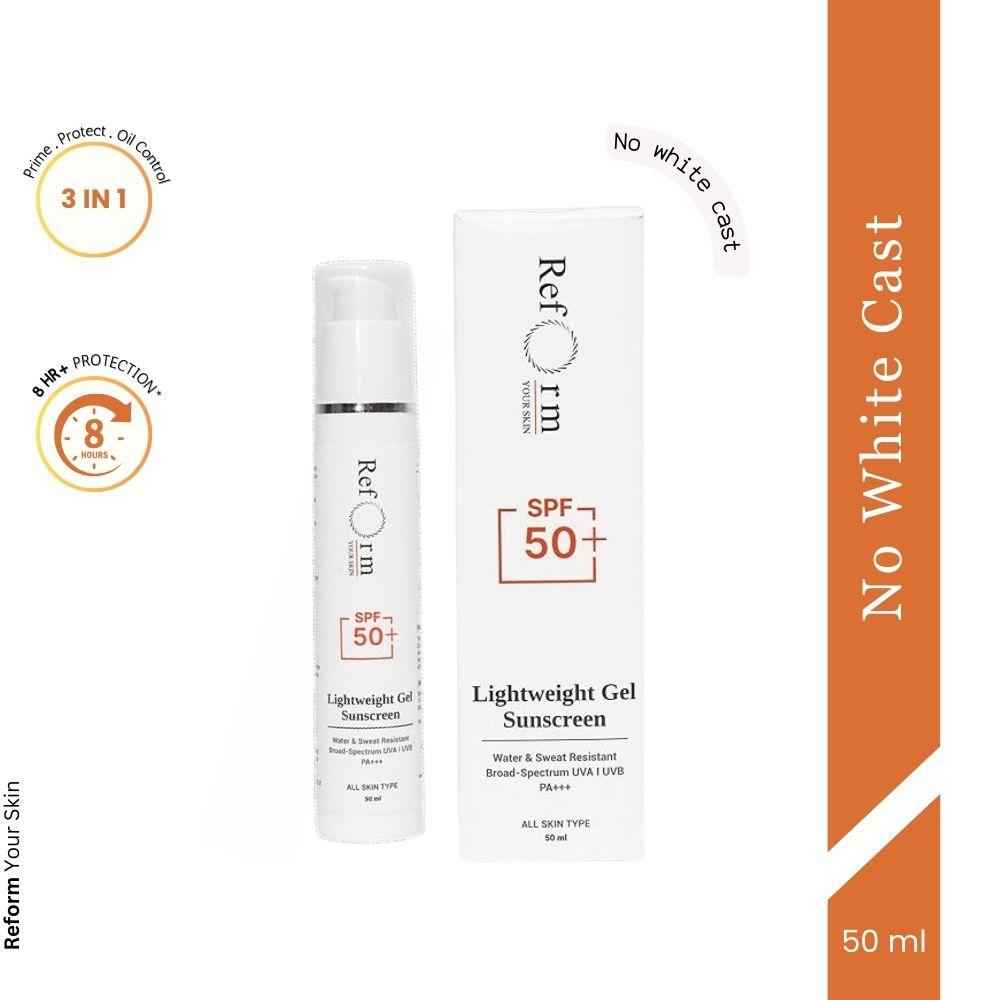 Buy Reform Your Skin Matte Lightweight Sunscreen - Spf 50, Pa+++, No White-Cast, Transparent, With Niacinamide(1%), Hyaluronic Acid(1%),Vitamin C, E, Blue Light Protection | For All Skin Types | Water & Sweat Resistant Sunscreen (50 ml) - Purplle