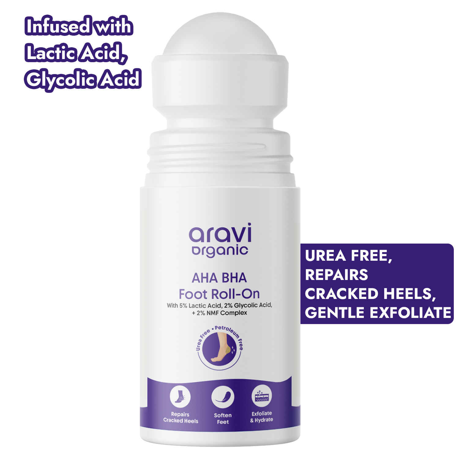 Buy Aravi Organic AHA BHA Foot Cream For Repair Cracked Heels| All Skin Types | Urea & Petroleum Free | 50 ml - Purplle