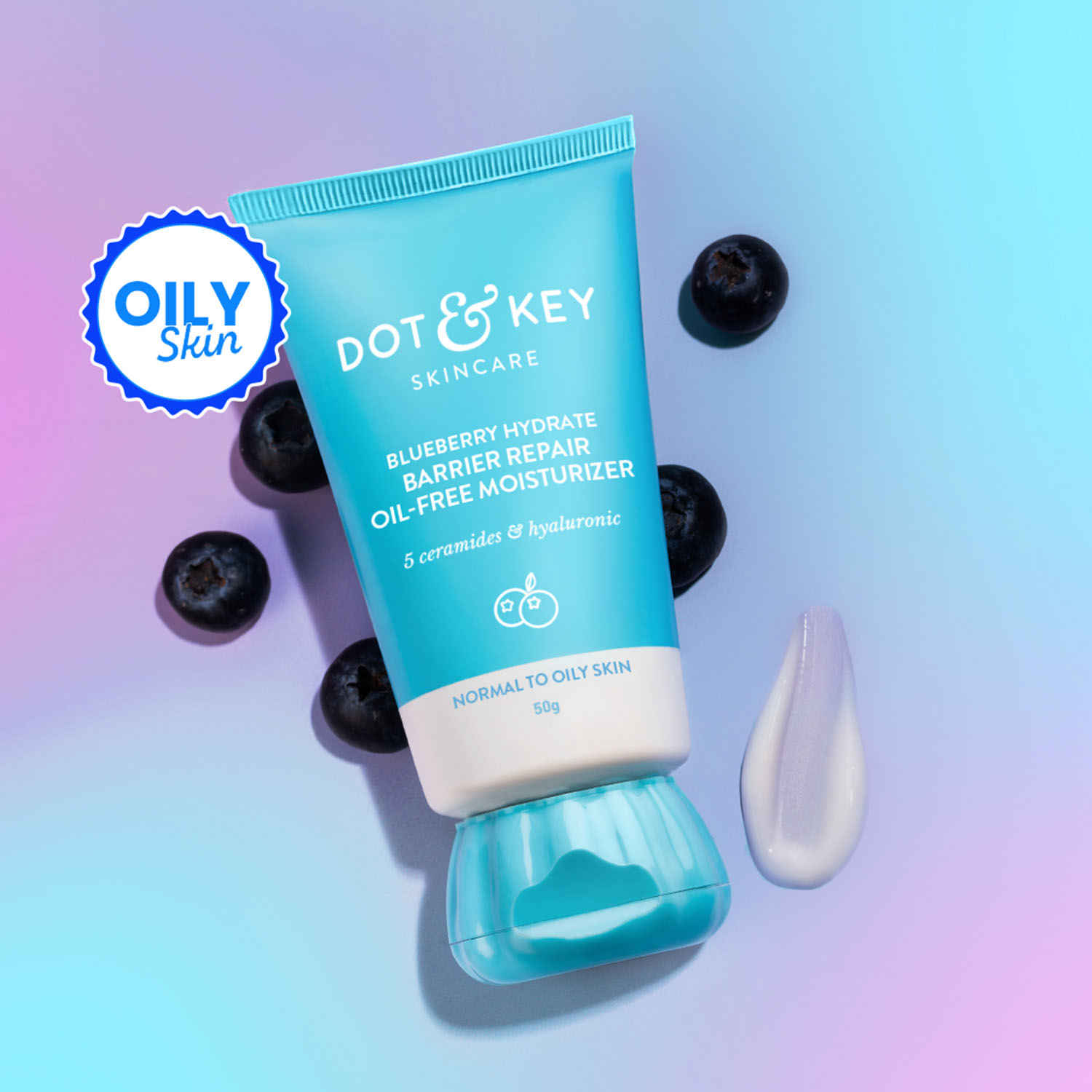 Buy Dot & Key Blueberry Hydrate Barrier Repair Oil-Free Moisturizer with Ceramides & Hyaluronic - 50 ml - Purplle