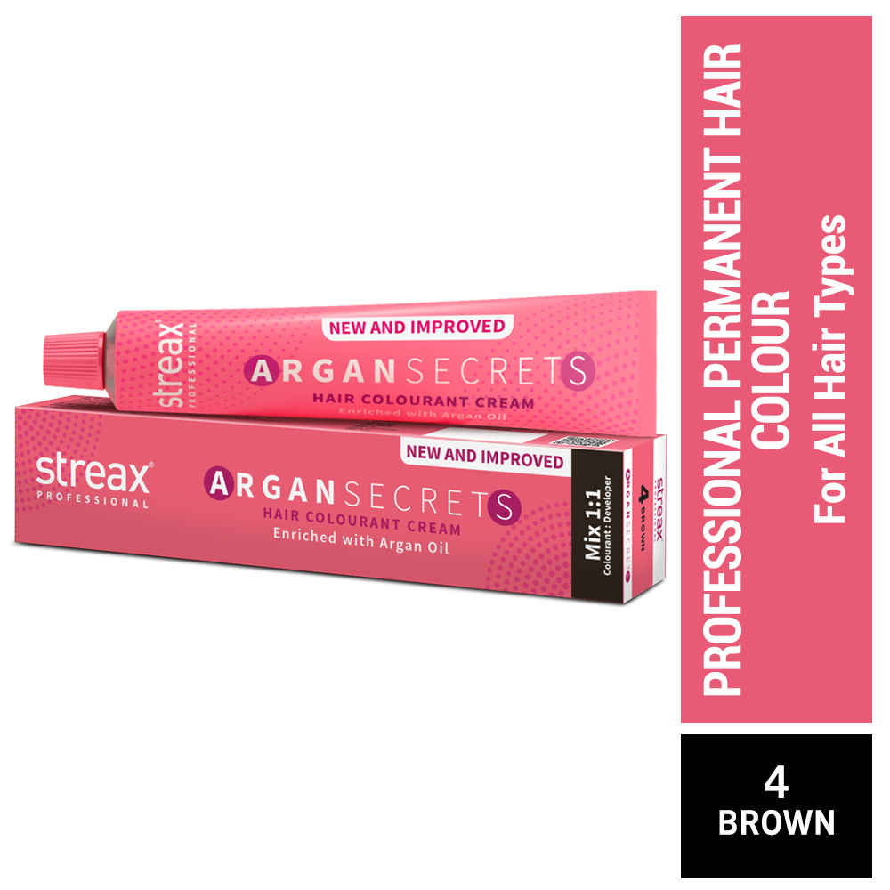 Buy Streax Professional Argan Secret Hair Colourant Cream - Brown 4 (60 gm) - Purplle