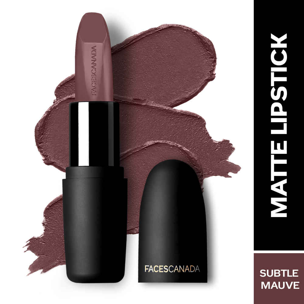 Buy FACES CANADA Weightless Matte Lipstick - Subtle Mauve 10 (Brown), 4.5 gm | Highly Pigmented Lip Color | Smooth One Stroke Glide | Moisturizes & Hydrates Lips | Vitamin E, Jojoba & Almond Oil Enriched - Purplle