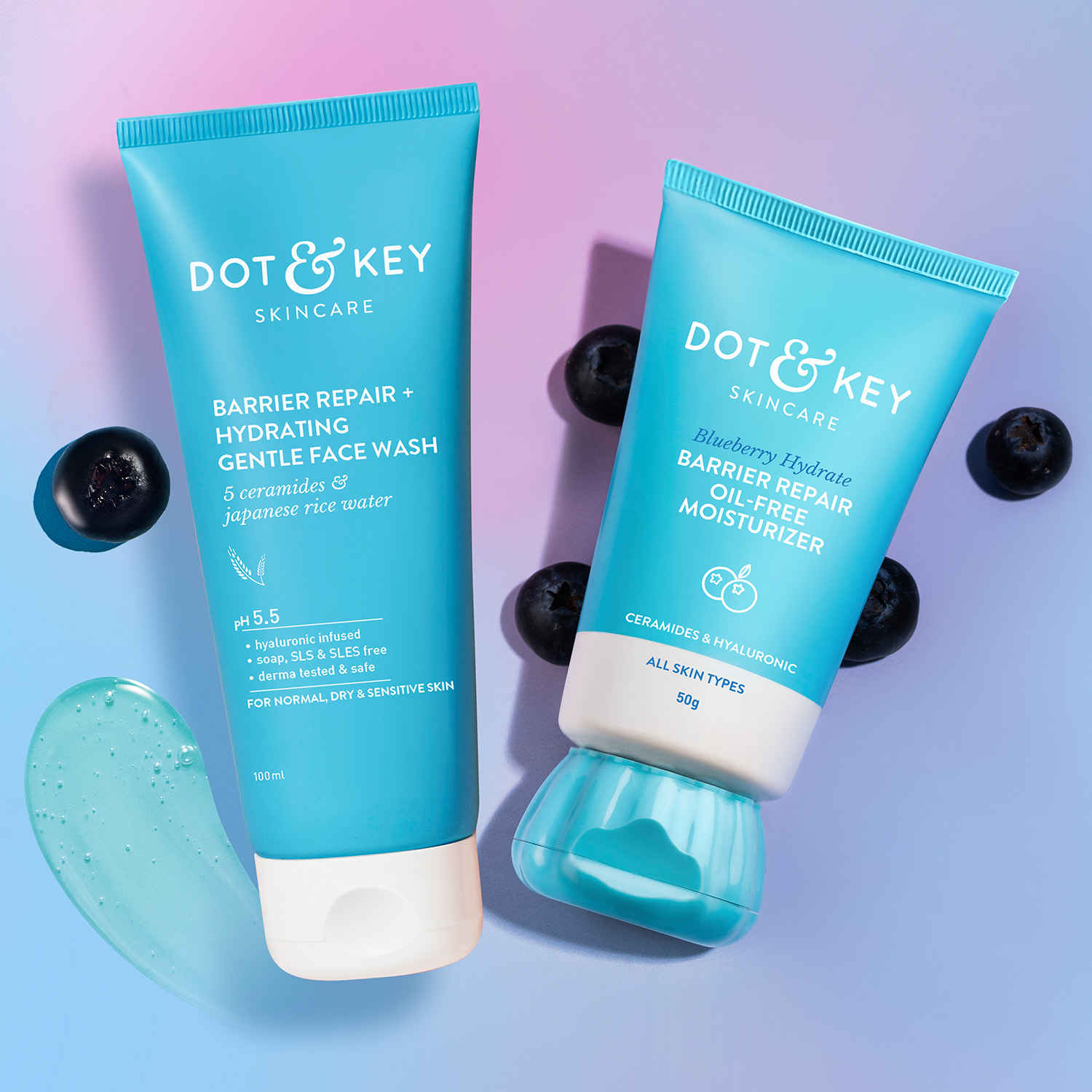 Buy Dot & Key Cleanse & Barrier Boost Blueberry Skin Care Kit Combo of 2 - Purplle