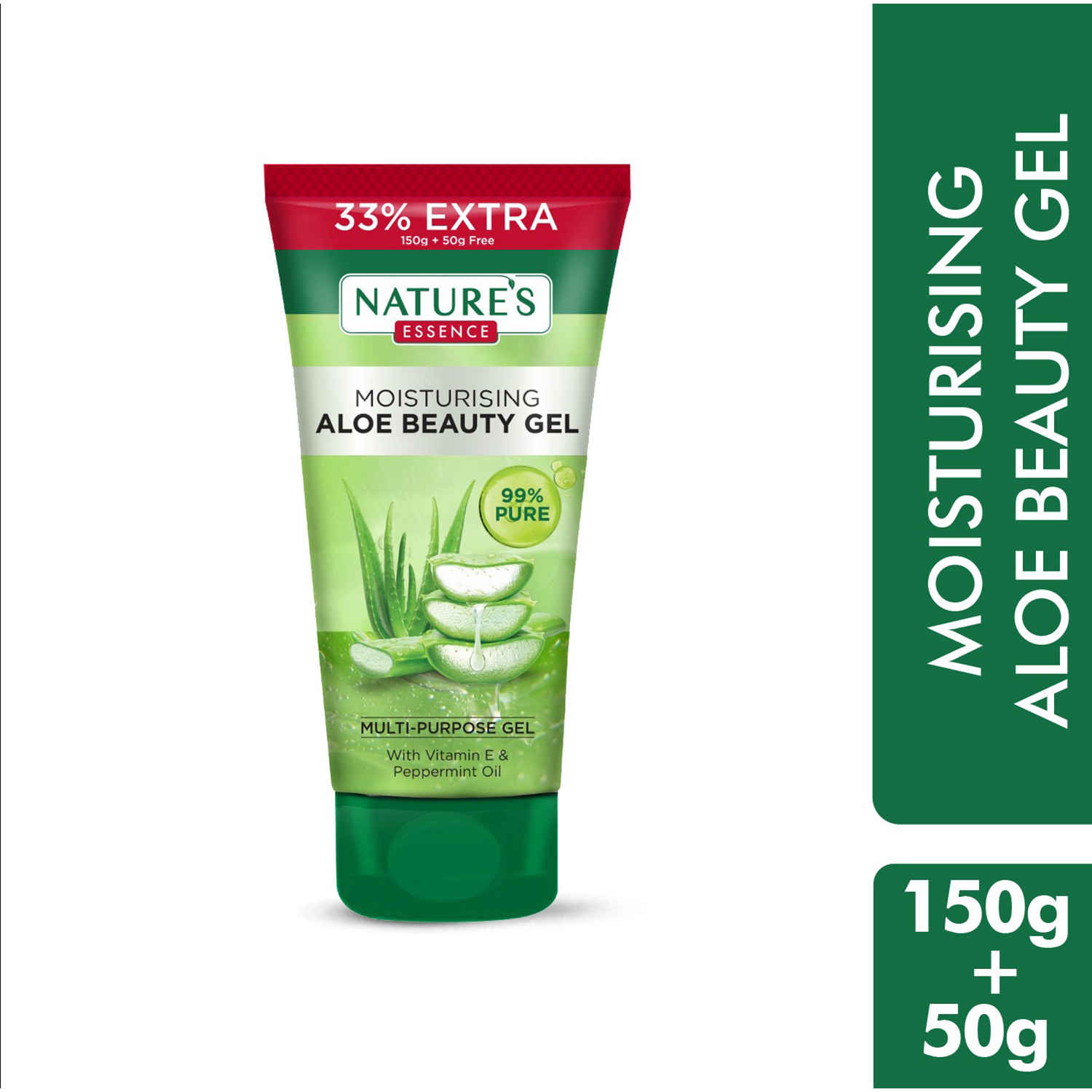 Buy Nature's Essence Moisturising Aloe Beauty Gel with Vitamin E and Peppermint Oil | MultiPurpose Gel | 99% Pure Aloe Vera Extracts | For All Skin Types, 150 + 50 gm - Purplle