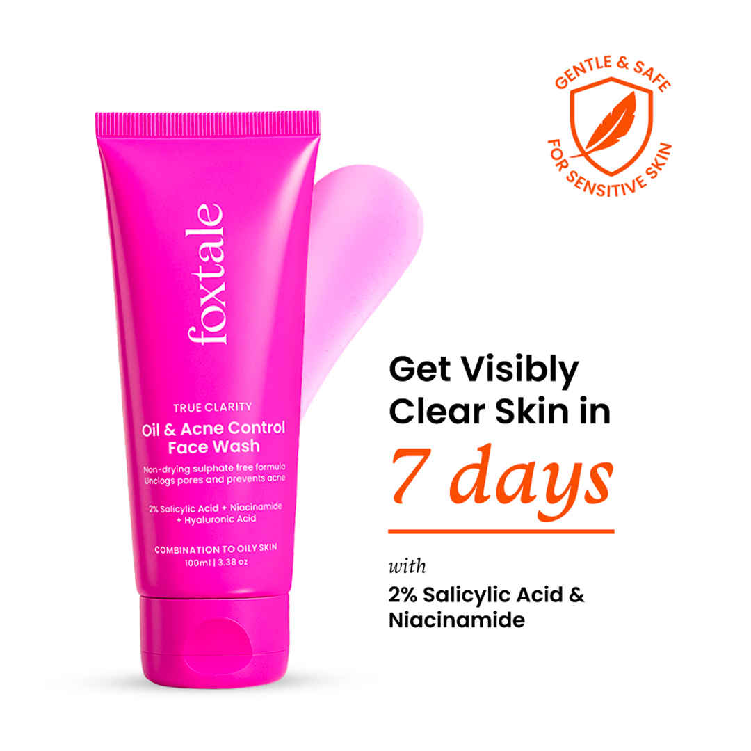 Buy Foxtale True Clarity Oil and Acne Control Face Wash - 100 ml - Purplle
