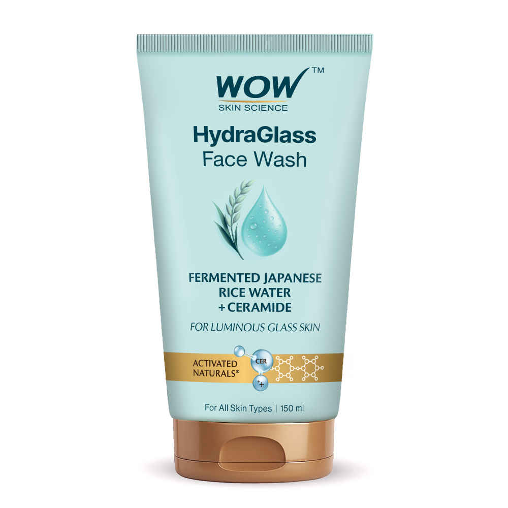 Buy WOW Skin Science HydraGlass Face Wash | Fermented Japanese Rice Water + Ceramide | For Glass-Like Skin with Refined Pores & Smooth Texture | Soap-Free Gentle Cleanser | For All Skin Types | 150 ml - Purplle