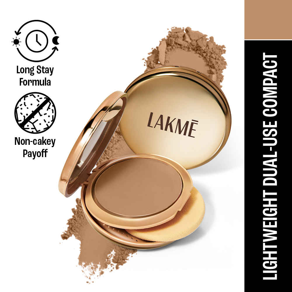 Buy Lakme 9to5 Unreal Dual Cover Pressed Powder, 2 In 1 Compact + Foundation, 34 Almond,9 gm - Purplle