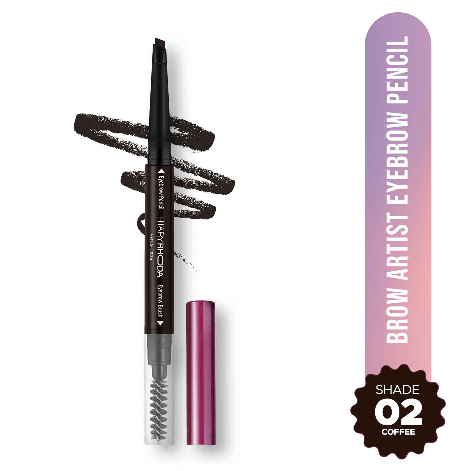 Buy Hilary Rhoda Brow Artist Eyebrow Pencil | Dual-Ended & Natural Finish | Smudge-Proof & Long-Lasting Eyebrow Pencil | 0.3 gm (Coffee-Shade 02) - Purplle