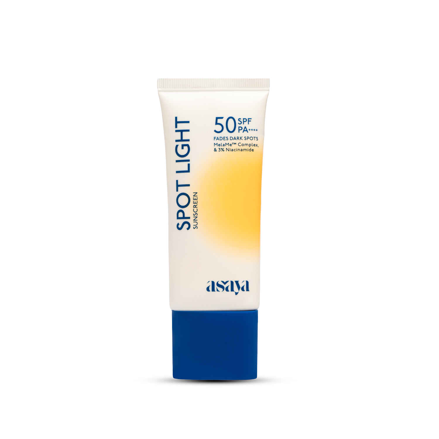 Buy Asaya Spot Light Sunscreen SPF 50 PA++++ | UVA/B Blue Light Protect | Depigmentation Cream for Dark Spots & Acne Marks | MelaMe ComplexTM, Niacinamide & Licorice | For Even Tone | For Men & Women | Oily, Dry, Sensitive & Combination Skin | 50 ml - Purplle