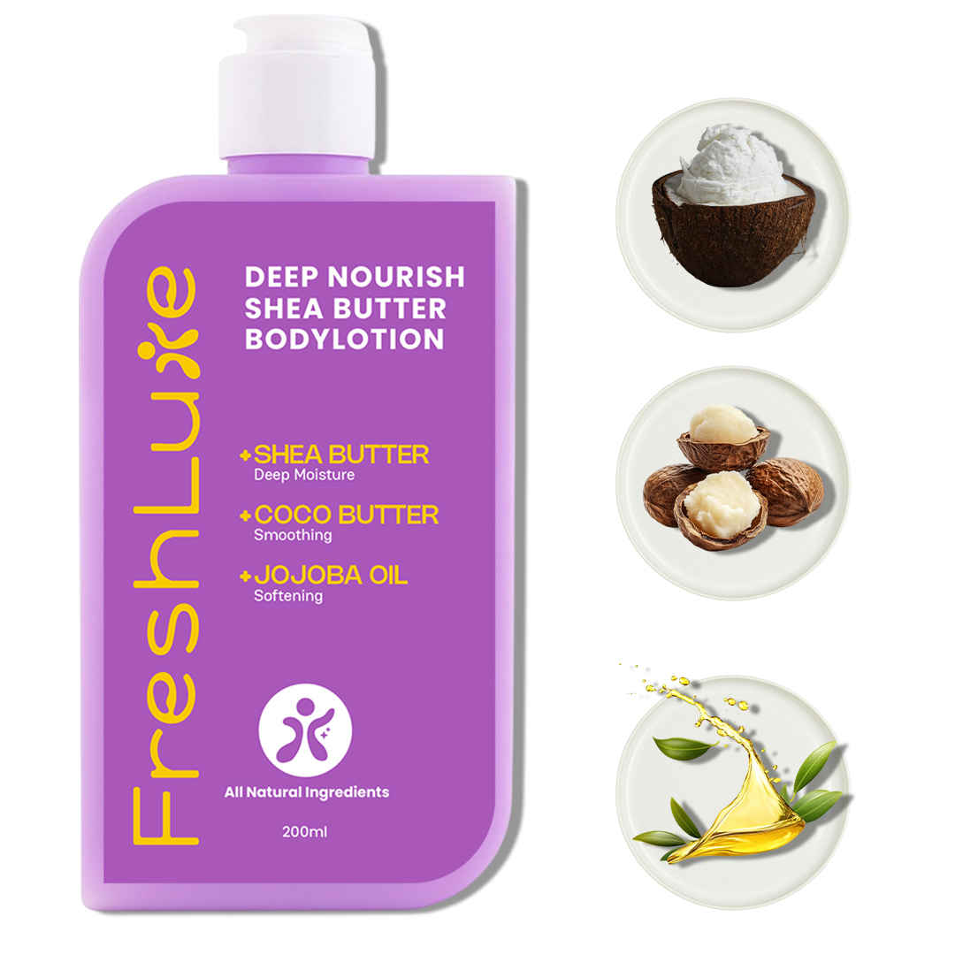 Buy FreshLuxe Deep Nourishing Body Lotion | Shea Butter, Cocoa Butter & Jojoba Oil | Intense Hydration | Unisex | 200 ml - Purplle