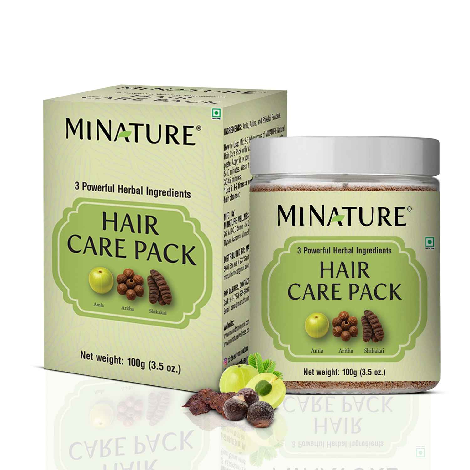 Buy MINATURE Hair Care Pack with Amla, Aritha & Shikakai – 100 gm Jar for Natural Hair Cleansing and Conditioning - Purplle