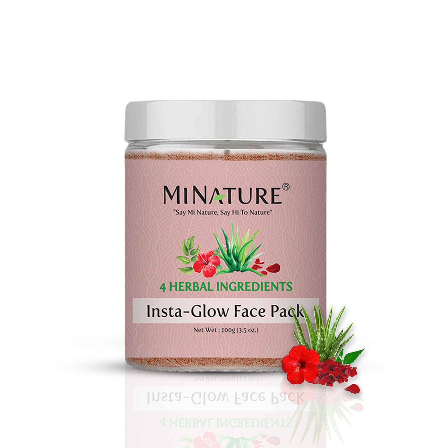 Buy MINATURE Insta Glow Face Pack with Rose Petal, Hibiscus, Neem & Aloe Vera Gel Powders – 100 gm Jar for Natural Skin Care - Purplle