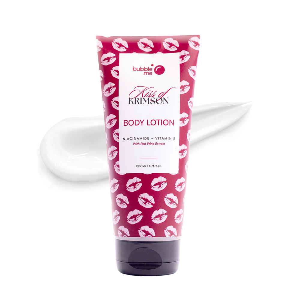 Buy Bubble Me Kiss of Krimson Body Lotion with Almond, Jojoba & Olive Oil for Hydrated Glow | 200 ml - Purplle