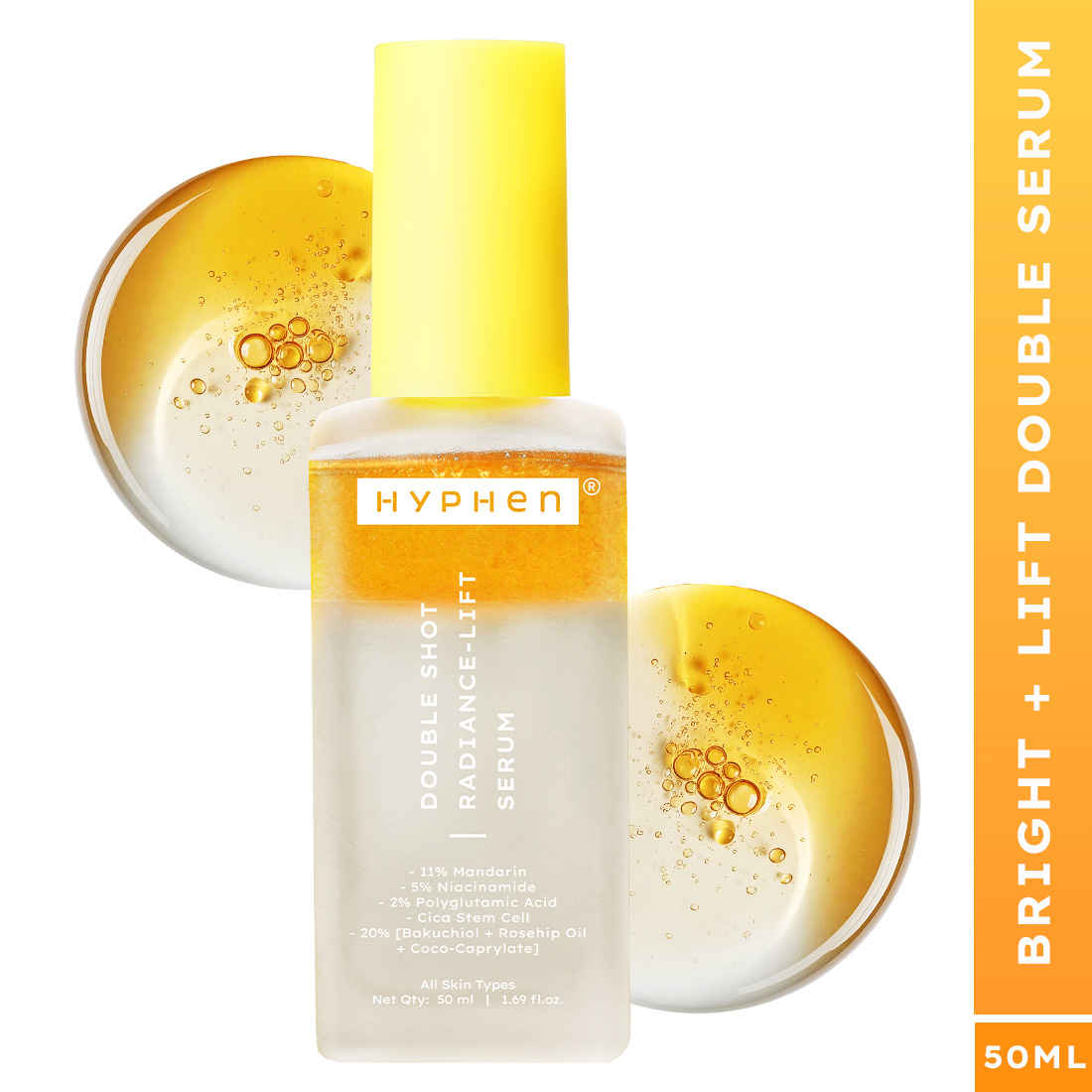 Buy Hyphen 18% Brightening + 20% Collagen Face Serum | Fade Dark Spots- 11% Mandarin 5% Niacinamide 2% PGA, Bakuchiol Boosts Collagen | All Skin Type-50 ml - Purplle