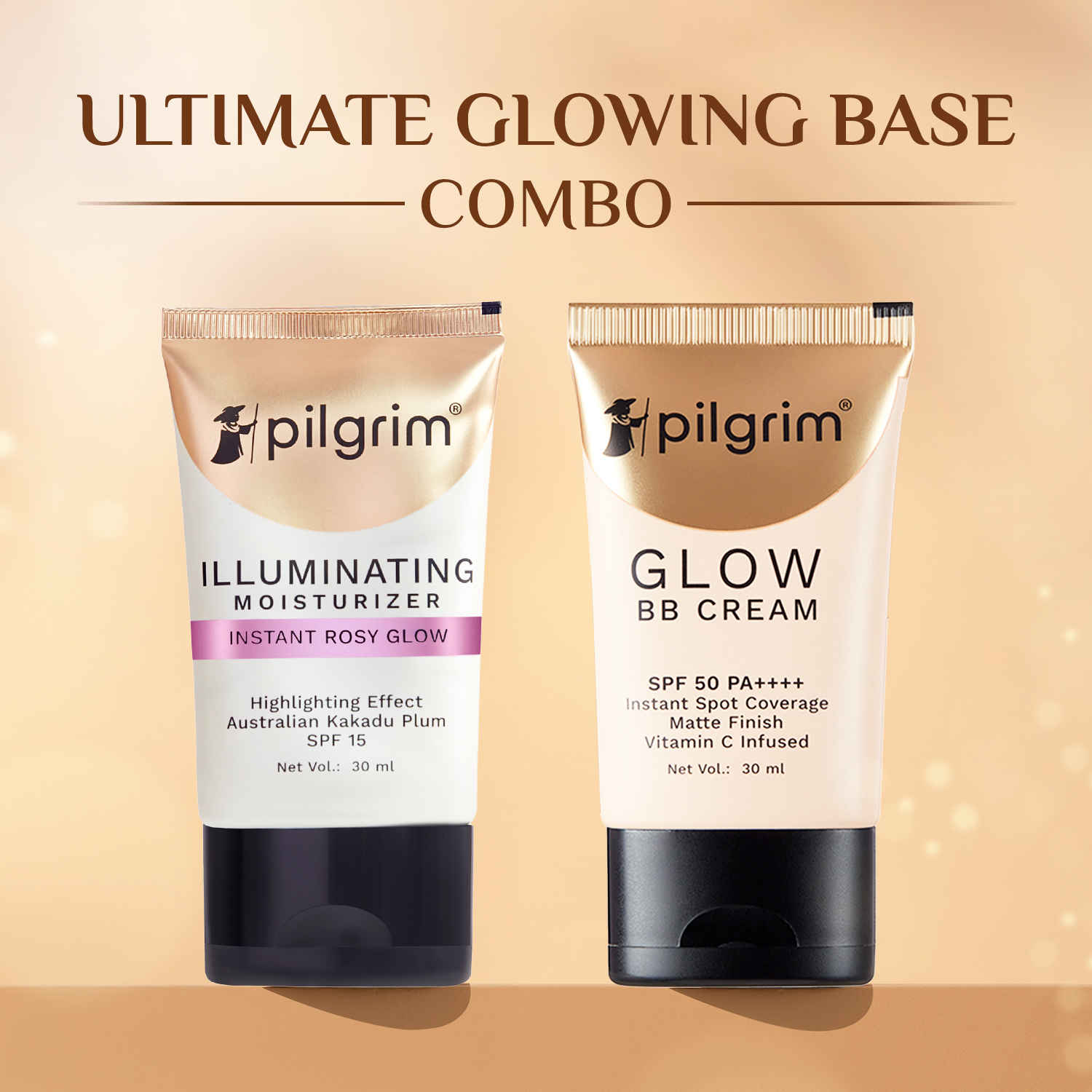 Buy Pilgrim Festive Glow Kit - Illuminating Moisturizer (30 ml) + BB Cream (30 ml) Combo of 2 - Rakhi Gift - Gift Hamper - Purplle