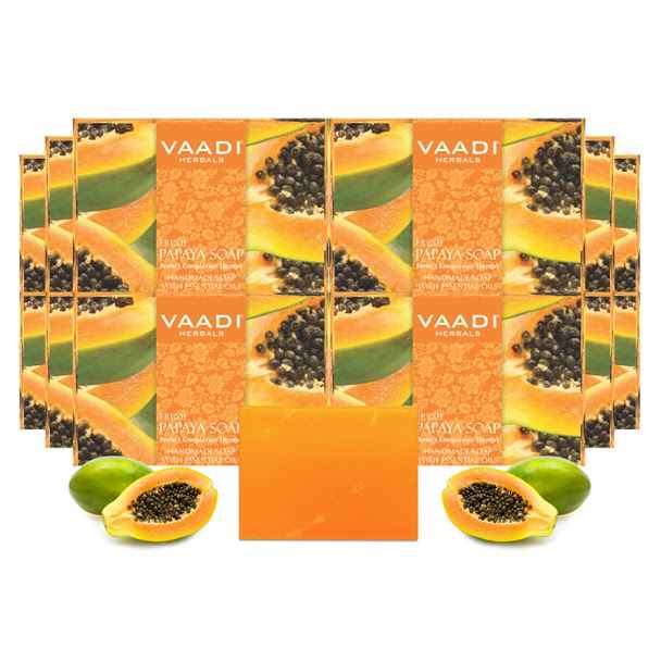 Buy Vaadi Herbals Pack of 12 Fresh Papaya Soap (12 x 75 g) - Purplle