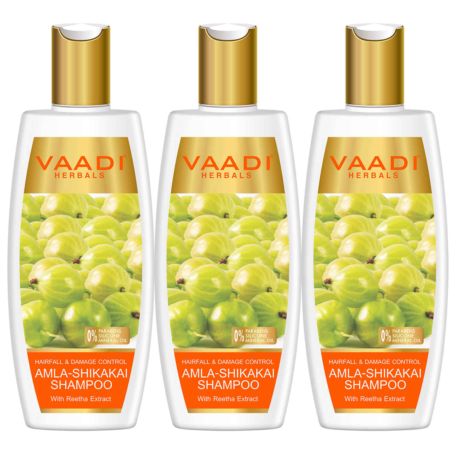 Buy Vaadi Herbals Value Pack of 3 Amla Shikakai Shampoo - Hairfall & Damage Control (350 ml X 3) - Purplle