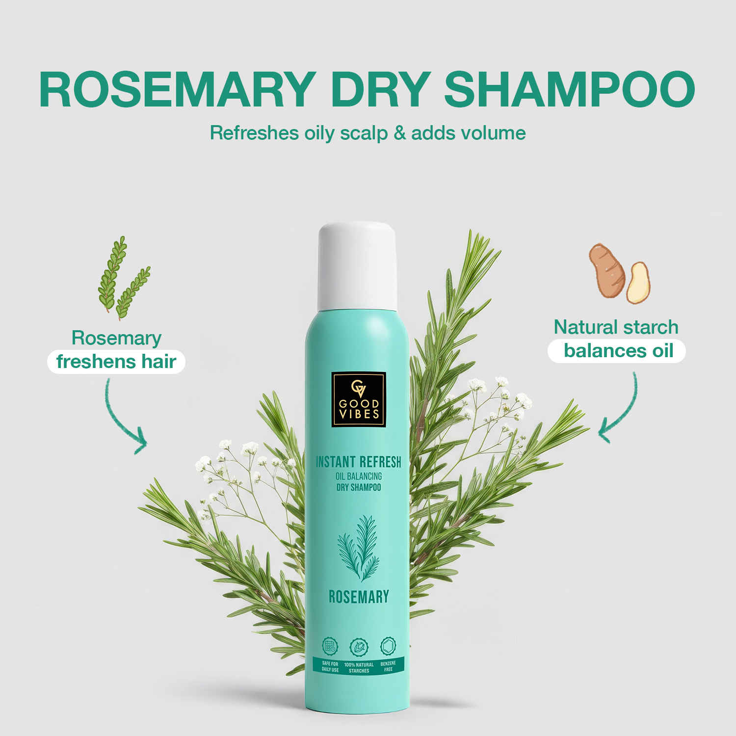 Buy Good Vibes Instant Refresh Oil Balancing Dry Shampoo 200 ml - Purplle