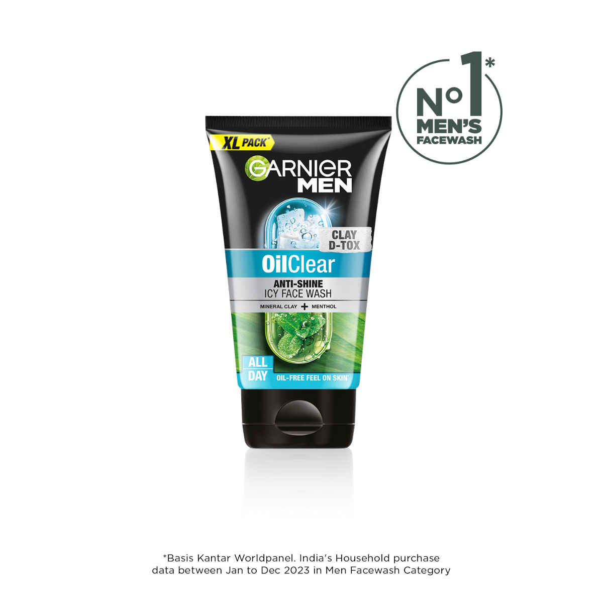 Buy Garnier Men Oil Clear Face Wash | Clay D-Tox Deep Cleansing Icy Face Wash for Oily Skin, 150gm - Purplle