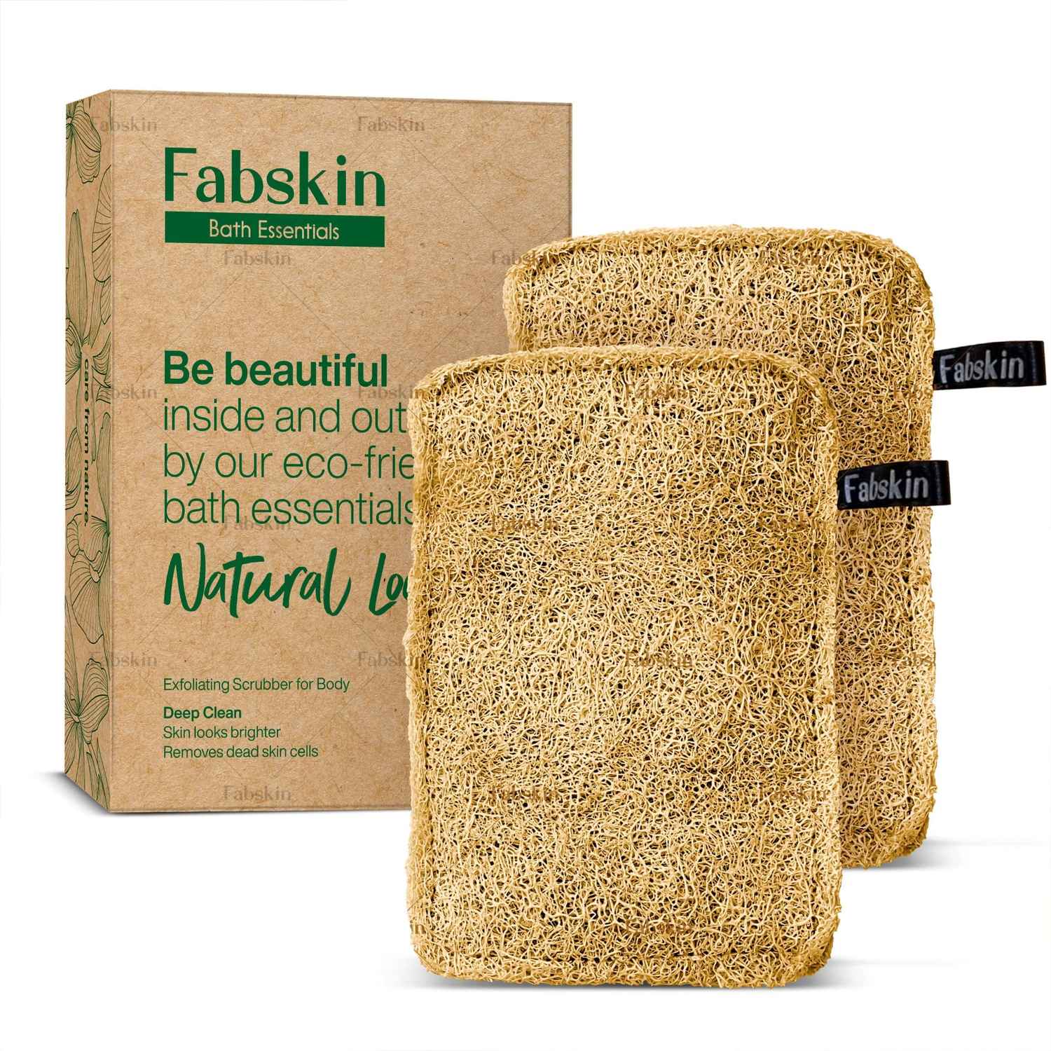 Buy Fabskin Natural Loofah Organic Sun Dried I Body Bath Sponge & Scrubber for Men & Women I Organic Luffa for Bath Shower Skin Exfoliation - Pack of 2 - Purplle