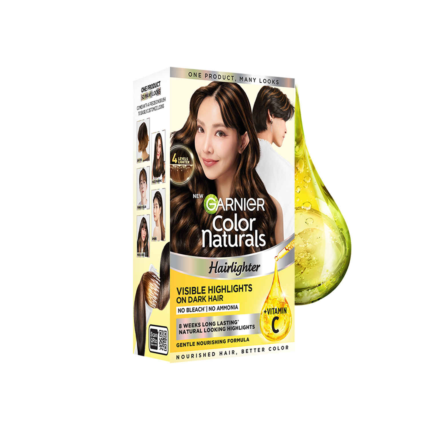 Buy Garnier Color Naturals Hairlighter, No Bleach, No Ammonia, Natural looking Highlights on Dark Indian Hair, Lasts Upto 8 weeks, Easy Precision Brush for At Home Application - (48 gm + 72 ml + 5 ml) - Purplle